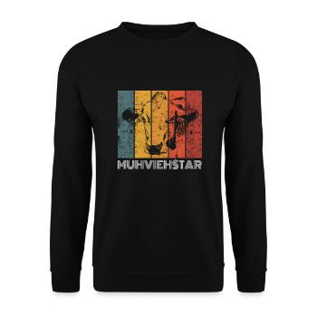 MUHVIEHSTAR FILM RIND KUH BAUER LANDWIRT GESCHENK - Unisex Pullover - Schwarz - Vorne - Alina (178cm) & Michal (187cm)