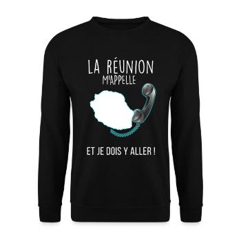 Réunion Au Bout Du Fil Humour Réunionnais - Sweat-shirt Unisexe - noir - Devant - Alina (178cm) & Michal (187cm)