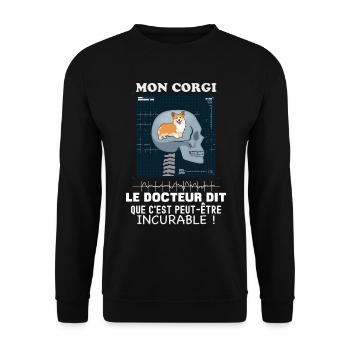 Corgi radiographie Humour Propriétaire De Chien - Sweat-shirt Unisexe - noir - Devant - Alina (178cm) & Michal (187cm)