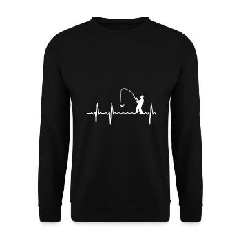 Heartbeat cardio-battement de coeur pêcheur fréquence blanche - Sweat-shirt Unisexe - noir - Devant - Alina (178cm) & Michal (187cm)