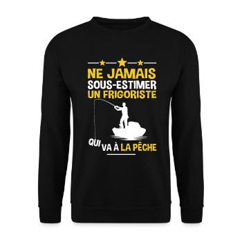 Frigoriste cadeau drôle pêcheur métier pêche - Sweat-shirt Unisexe - noir - Devant - Alina (178cm) & Michal (187cm)