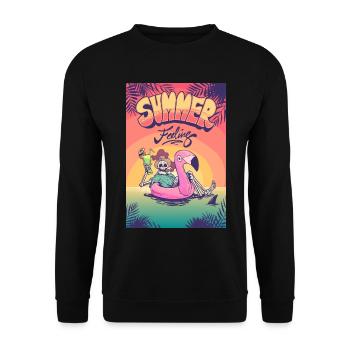 Saufen Party Urlaub Reise Strand Meer Ozean Sonne - Unisex Pullover - Schwarz - Vorne - Alina (178cm) & Michal (187cm)