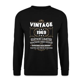 Cadeau D'anniversaire Vintage 1969 Édition Limitée - Sweat-shirt Unisexe - noir - Devant - Alina (178cm) & Michal (187cm)