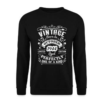 Retro anniversary gift, Vintage in October 1944 - Unisex Sweatshirt - black - Front - Alina (178cm) & Michal (187cm)