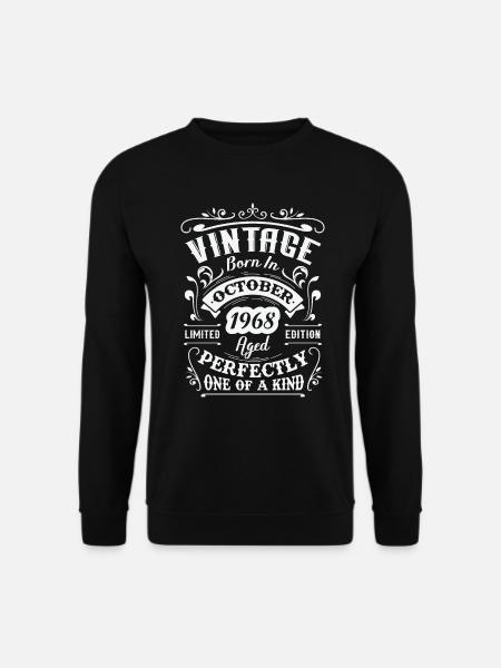 Rétro cadeau anniversaire, Vintage en octobre 1968 - Sweat-shirt Unisexe - noir
