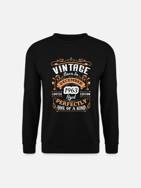 Cadeau d'anniversaire, Vintage né en Décembre 1963 - Sweat-shirt Unisexe - noir