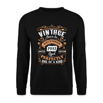 Cadeau d'anniversaire, Vintage né en Décembre 1981 - Sweat-shirt Unisexe - noir - Devant - Alina (178cm) & Michal (187cm)