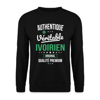 Authentique et véritable Ivoirien - Original - Sweat-shirt Unisexe - noir - Devant - Alina (178cm) & Michal (187cm)