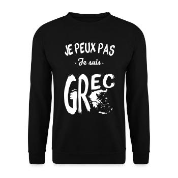 Je peux pas je suis Grec - Sweat-shirt Unisexe - noir - Devant - Alina (178cm) & Michal (187cm)