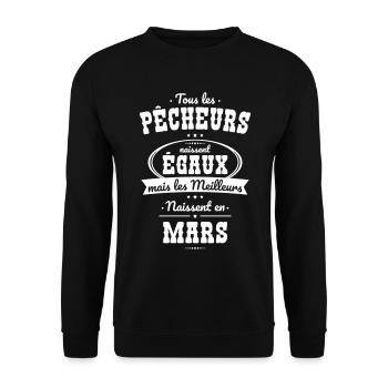 Pêcheurs égaux meilleurs naissent en Mars - Sweat-shirt Unisexe - noir - Devant - Alina (178cm) & Michal (187cm)