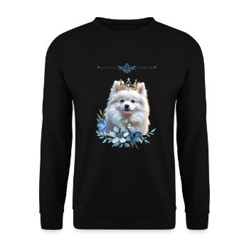 Weißer Pomeranian - Zwergspitz hell - Unisex Pullover - Schwarz - Vorne - Alina (178cm) & Michal (187cm)