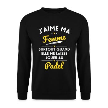 J'aime ma femme quand me laisse jouer au Padel - Sweat-shirt Unisexe - noir - Devant - Alina (178cm) & Michal (187cm)
