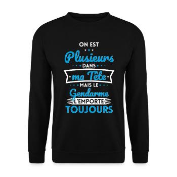 Plusieurs dans tête le Gendarme l'emporte toujours - Sweat-shirt Unisexe - noir - Devant - Alina (178cm) & Michal (187cm)