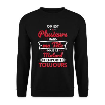 Plusieurs dans tête le Motard l'emporte toujours - Sweat-shirt Unisexe - noir - Devant - Alina (178cm) & Michal (187cm)
