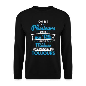 Plusieurs dans tête le Médecin l'emporte toujours - Sweat-shirt Unisexe - noir - Devant - Alina (178cm) & Michal (187cm)
