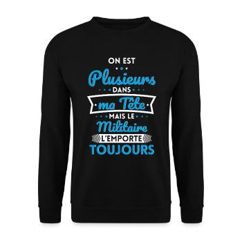 Plusieurs dans tête le Militaire l'emporte - Sweat-shirt Unisexe - noir - Devant - Alina (178cm) & Michal (187cm)