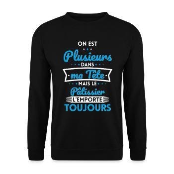 Plusieurs dans tête le Pâtissier l'emporte - Sweat-shirt Unisexe - noir - Devant - Alina (178cm) & Michal (187cm)