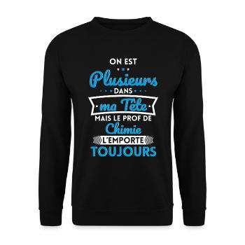 Plusieurs dans tête le Prof de Chimie l'emporte - Sweat-shirt Unisexe - noir - Devant - Alina (178cm) & Michal (187cm)