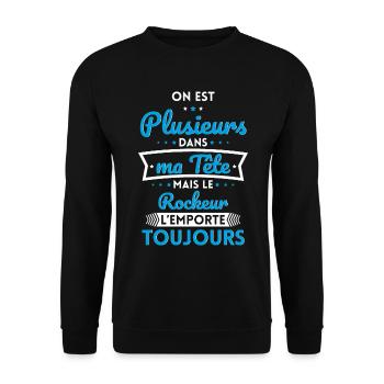 Plusieurs dans tête le Rockeur l'emporte toujours - Sweat-shirt Unisexe - noir - Devant - Alina (178cm) & Michal (187cm)