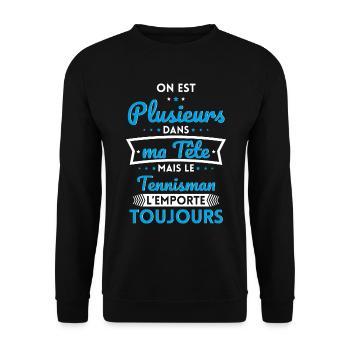 Plusieurs dans tête le Tennisman l'emporte - Sweat-shirt Unisexe - noir - Devant - Alina (178cm) & Michal (187cm)