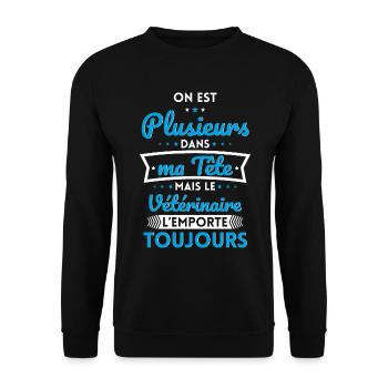 Plusieurs dans tête le Vétérinaire l'emporte - Sweat-shirt Unisexe - noir - Devant - Alina (178cm) & Michal (187cm)