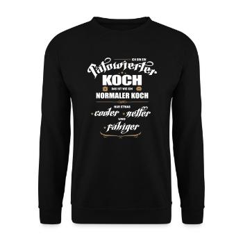 Tätowierter Koch ist besser! Koch mit Tattoos. - Unisex Pullover - Schwarz - Vorne - Alina (178cm) & Michal (187cm)