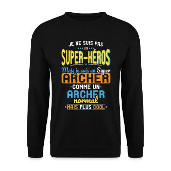 Not a Superhero but a Super Archer - Unisex Sweatshirt - black - Front - Alina (178cm) & Michal (187cm)