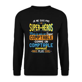 Pas un Super-Héros mais un super Comptable - Sweat-shirt Unisexe - noir - Devant - Alina (178cm) & Michal (187cm)
