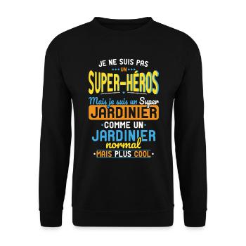 Kein Superheld, sondern ein Supergärtner - Unisex Pullover - Schwarz - Vorne - Alina (178cm) & Michal (187cm)
