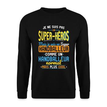 Not a Superhero but a Super Handball Player - Unisex Sweatshirt - black - Front - Alina (178cm) & Michal (187cm)