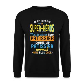 Not a Superhero but a Super Pastry Chef - Unisex Sweatshirt - black - Front - Alina (178cm) & Michal (187cm)