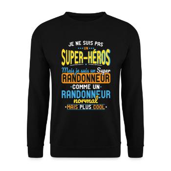 Pas un Super-Héros mais un super Randonneur - Sweat-shirt Unisexe - noir - Devant - Alina (178cm) & Michal (187cm)