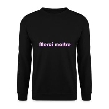 MAÎTRESSE. MAITRE. MERCI. MERCI MAÎTRESSE. MAITRE - Sweat-shirt Unisexe - noir - Devant - Alina (178cm) & Michal (187cm)