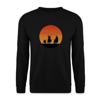 Team Roping - Rodeo Cowboy - Vintage Roper - Unisex Sweatshirt - black - Front - Alina (178cm) & Michal (187cm)