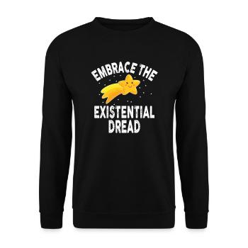 Embrace the existential Dread Funny Cute Star - Unisex Sweatshirt - black - Front - Alina (178cm) & Michal (187cm)
