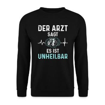 Der Arzt Sagt Es Ist Unheilbar Traktor - Landwirt - Unisex Pullover - Schwarz - Vorne - Alina (178cm) & Michal (187cm)