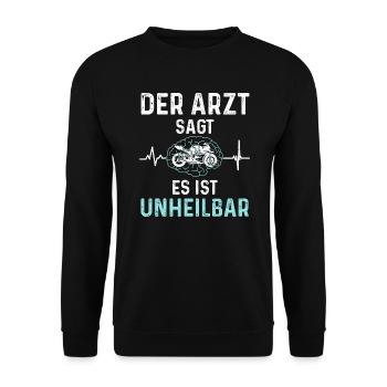 Der Arzt Sagt Es Ist Unheilbar Motorrad - Motorrad - Unisex Pullover - Schwarz - Vorne - Alina (178cm) & Michal (187cm)