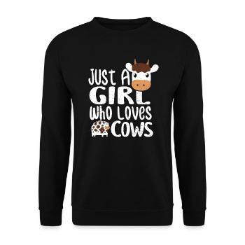 Just A Girl Who Loves Cows - Kuh - Unisex Pullover - Schwarz - Vorne - Alina (178cm) & Michal (187cm)