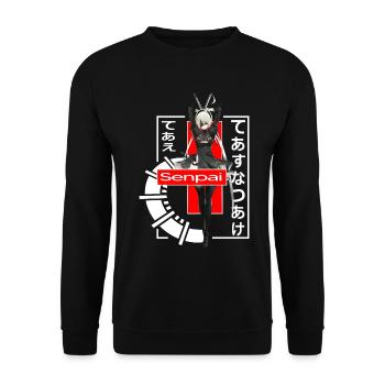manga samurai anime gamer girl japan senpai egirl - Unisex Sweatshirt - black - Front - Alina (178cm) & Michal (187cm)