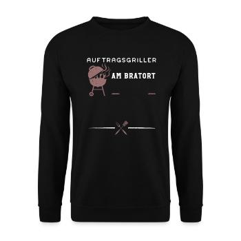 Auftragsgriller Am Bratort - BBQ - Unisex Pullover - Schwarz - Vorne - Alina (178cm) & Michal (187cm)