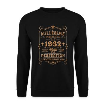 Vintage-Geburtstagsgeschenk aus dem Jahr 1962 - Unisex Pullover - Schwarz - Vorne - Alina (178cm) & Michal (187cm)
