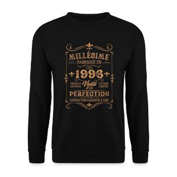 Vintage-Geburtstagsgeschenk aus dem Jahr 1996 - Unisex Pullover - Schwarz - Vorne - Alina (178cm) & Michal (187cm)