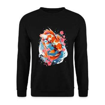 Japanisches Koi Fisch Poisson Koi japonais - Sweat-shirt Unisexe - noir - Devant - Alina (178cm) & Michal (187cm)