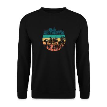 Retro Forest Trees Mountains Nature Lovers - Outdoor - Unisex Sweatshirt - black - Front - Alina (178cm) & Michal (187cm)