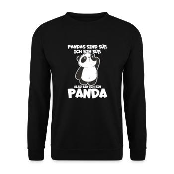 Pandas Sind Süß Ich Bin Süß Also Bin Ich Ein - Unisex Pullover - Schwarz - Vorne - Alina (178cm) & Michal (187cm)
