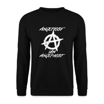 Angepisst Von Angepasst - Individualität - Unisex Pullover - Schwarz - Vorne - Alina (178cm) & Michal (187cm)