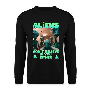 Alien Selfie - Aliens don't believe - Unisex Sweatshirt - black - Front - Alina (178cm) & Michal (187cm)