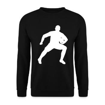 Rugby player defends ball - Unisex Sweatshirt - black - Front - Alina (178cm) & Michal (187cm)