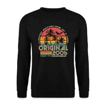 2006 Jahrgang Vintage Retro Geburtstag Geschenk - Unisex Pullover - Schwarz - Vorne - Alina (178cm) & Michal (187cm)