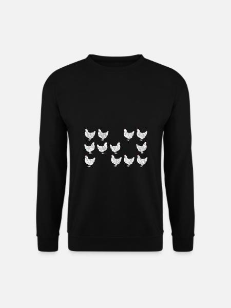 Drei Reihen hübsche Hühner zum Kennenlernen - Unisex Pullover - Schwarz